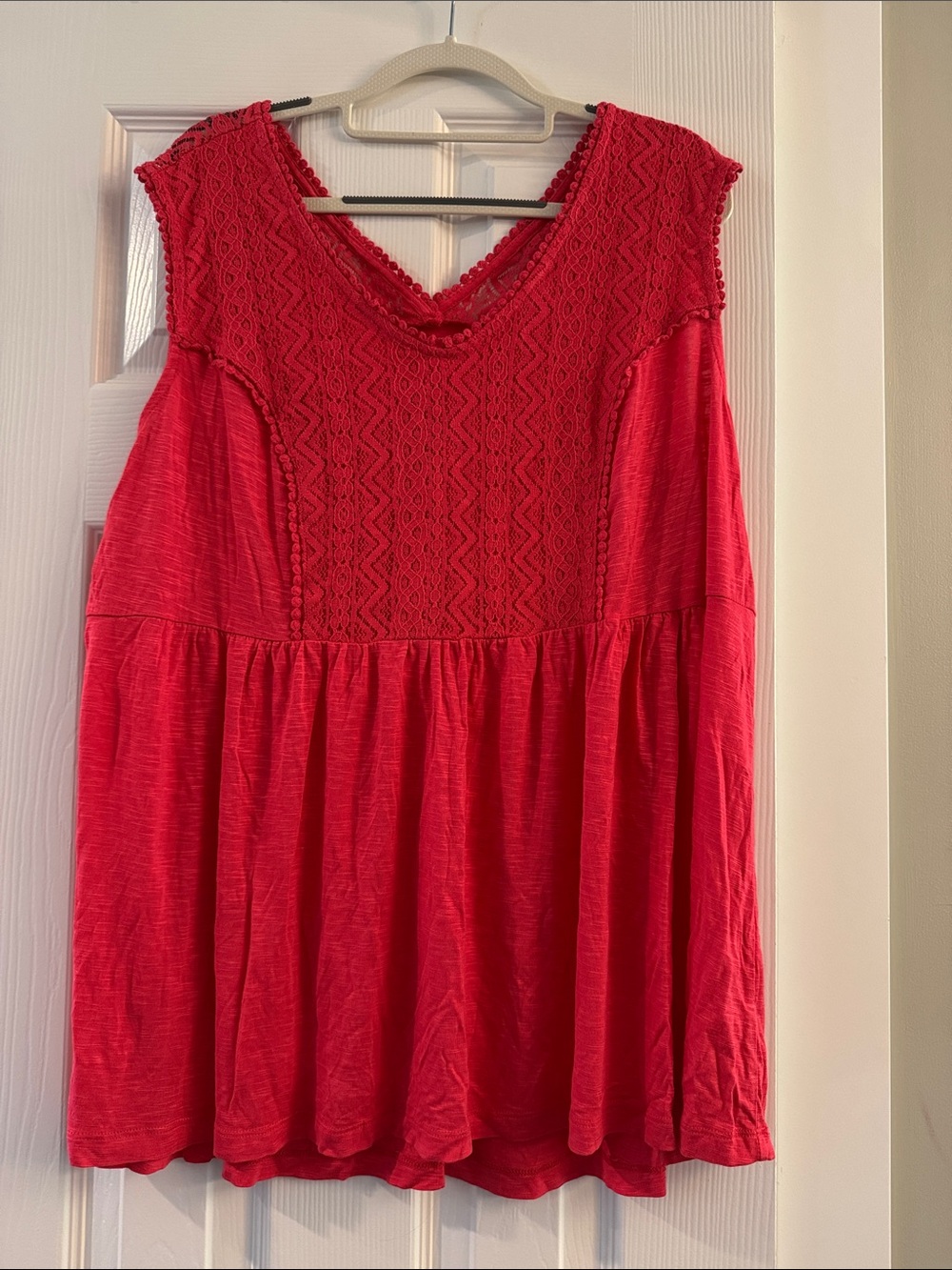 Terra & Sky Hot Pink Crochet-Trim Sleeveless Tunic